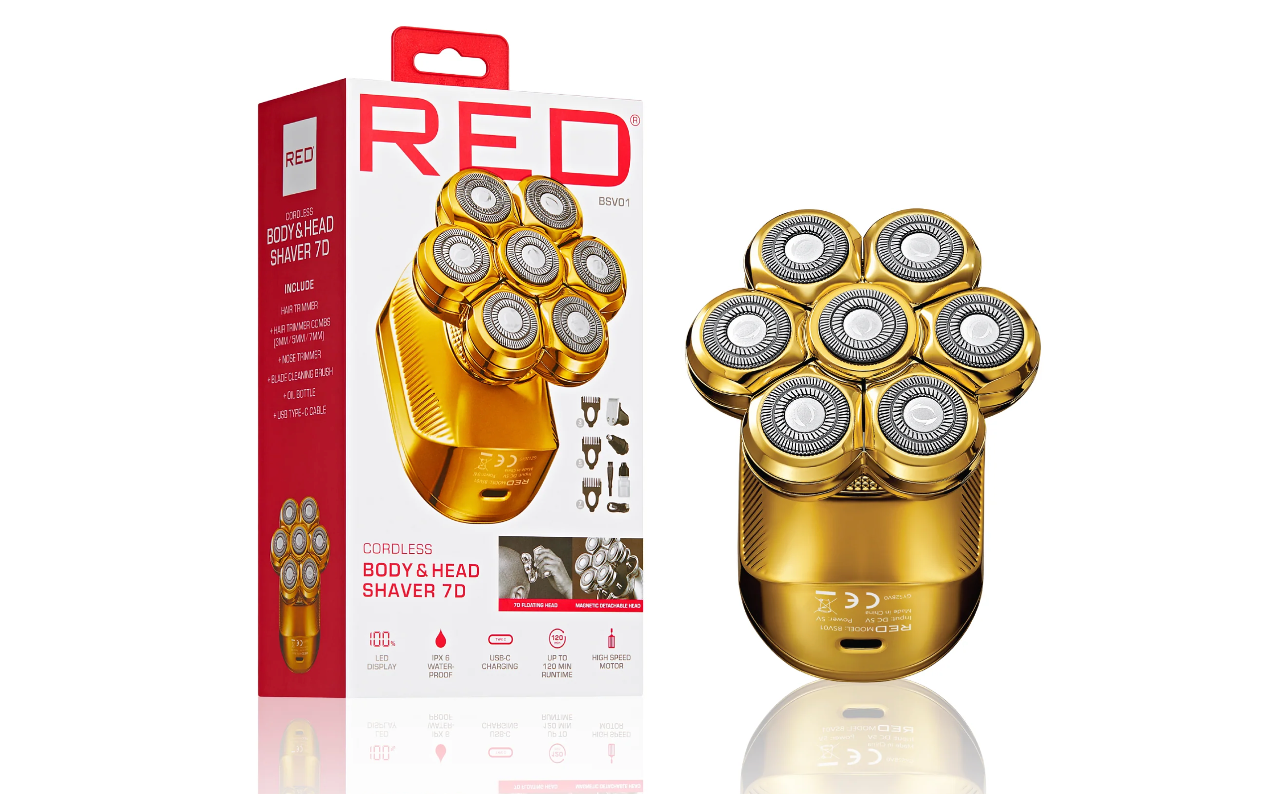 RED Cordless Body & Head Shaver 7D - Gold