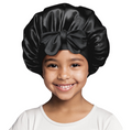 Red Kids Satin Adjustable Tie Bonnet (Black)