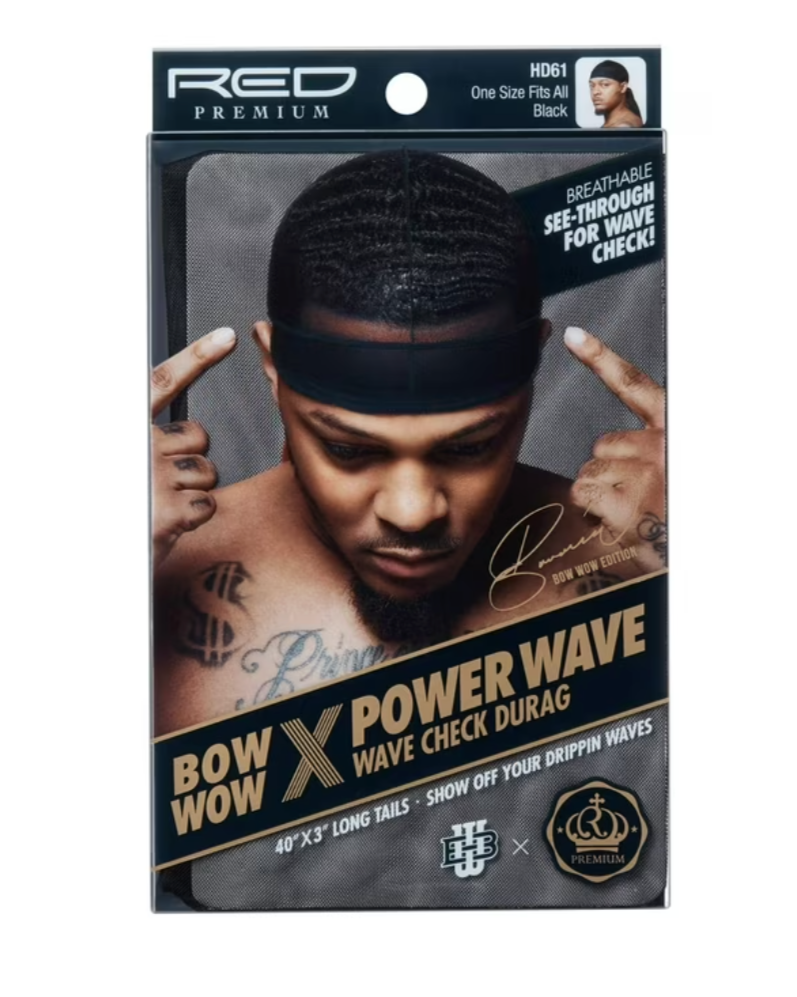 Red Premium Bow Wow X Power Wave Wave Check Durag