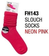 Red Slouch Socks Size 6-8 (Neon Pink)
