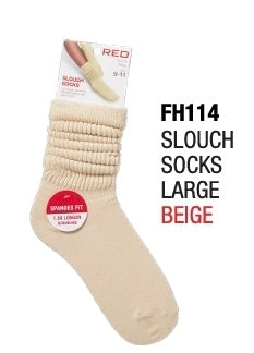 Red Slouch Socks Size 9-11 (Beige)