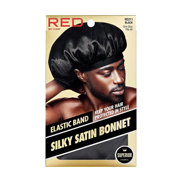 Red By Kiss Elastic Band Silky Satin Bonnet (black)