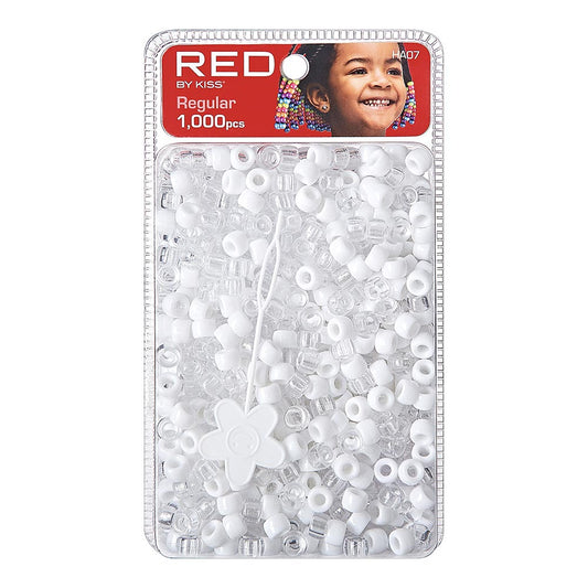 Red By Kiss Regular Hair Beads - 1,000 Pcs (Clear and White)