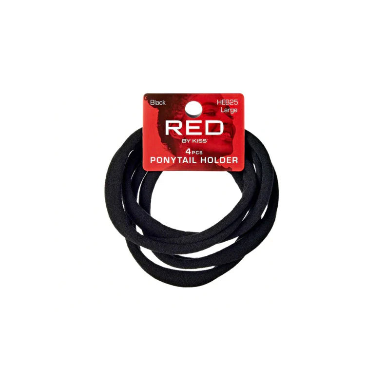 Red By kiss Ponytail Holder - Black (4pcs)