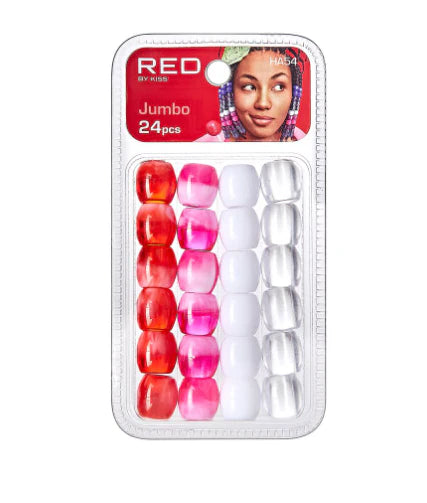 Red By kiss Jumbo Hair Beads - 24 Pcs (Pink,white,clear,etc)