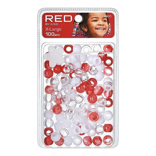 Red By Kiss X-Large Hair Beads - 100 Pcs (Red Assorted)
