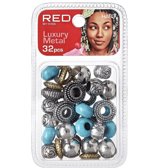 Red By Kiss Luxury Metal Hair Beads - 32 pcs