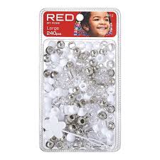 Red By Kiss Large Hair Beads - 240 Pcs (Clear,White,Silver)
