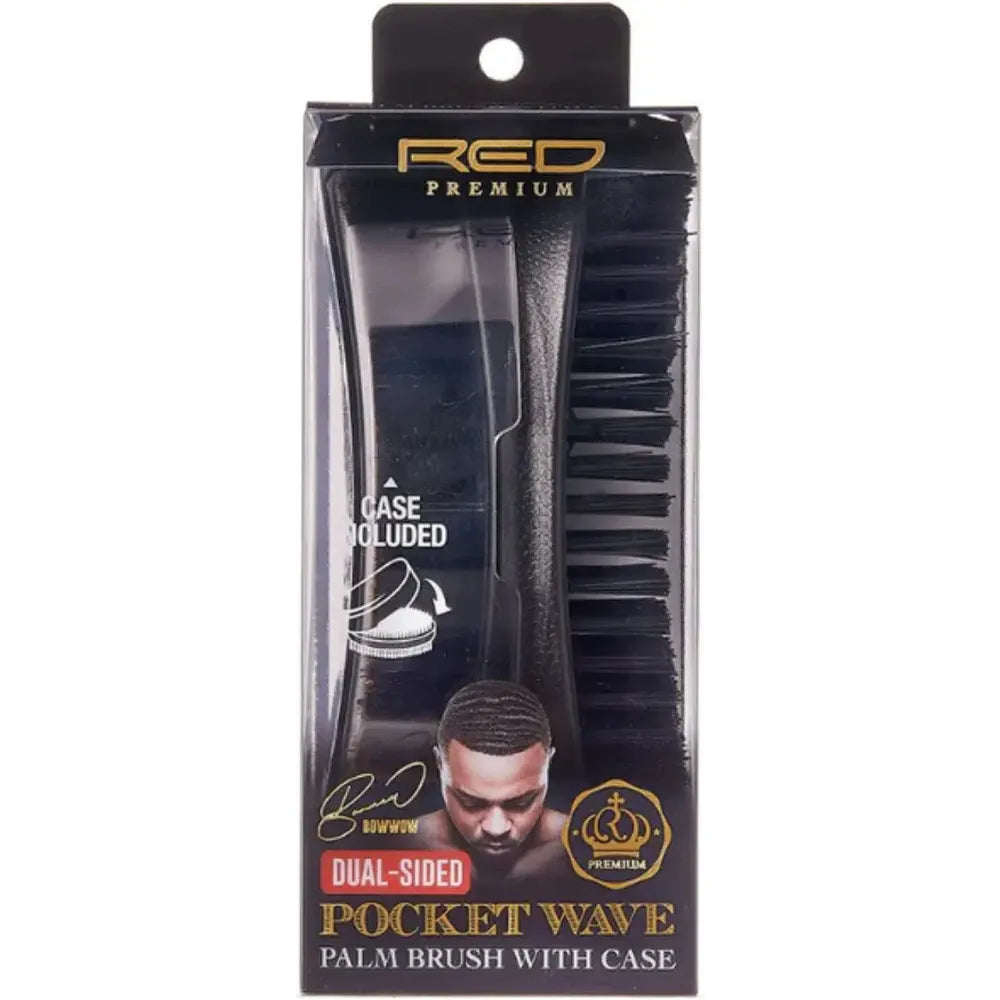 Red Premium Dual-Sided Pocket Wave Club Brush With Case - BR34