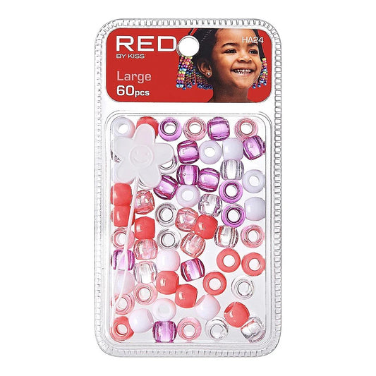 Red By Kiss Large Hair Beads - 60 Pcs (Pink Assorted)