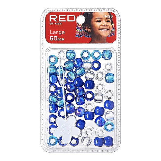 Red By Kiss Large Hair Beads - 60 Pcs ( Blue Assorted)