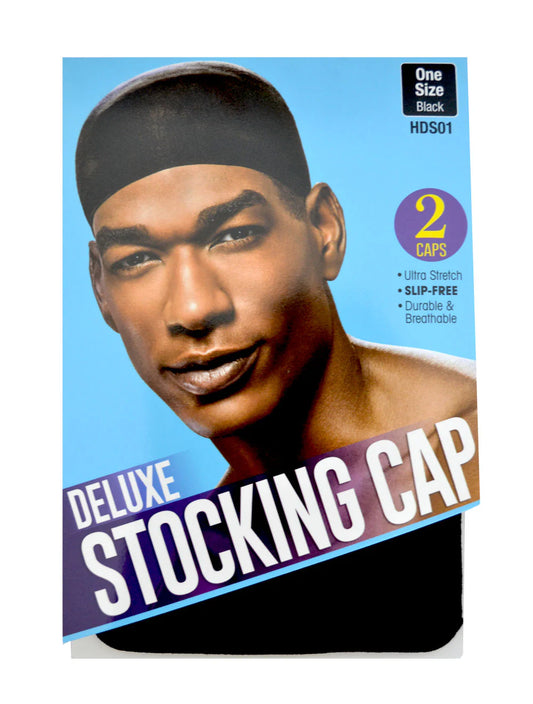 Red Deluxe Stocking Cap (Ultra Stretch Slip-Free) |2 Caps| - HDSO1 - Black