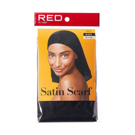 Red By Kiss Satin Scarf {30"x 30"} Black